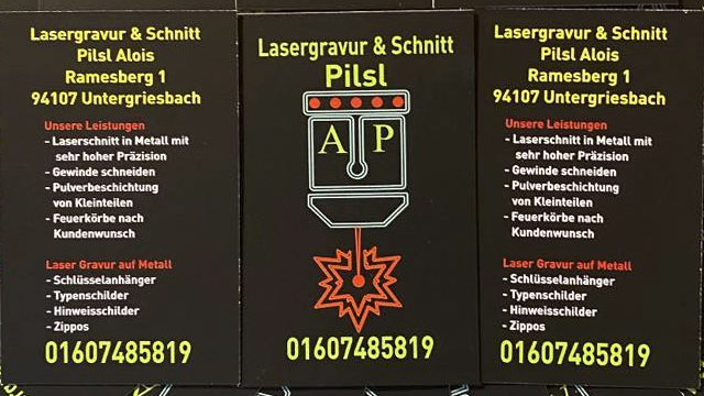 Visitenkarte Alois Pilsl Lasergravur & Schnitt